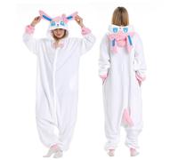 (XXL) Sylveon Pajamas Onesies White Pajamas For Men Women Kids Animal Jumpsuit Halloween Costume
