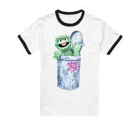 (XXL, White/Green/Silver) Sesame Street Unisex Adult About That Street Life Ringer T-Shirt