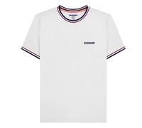 (XXL, White/Navy/Red) Lambretta Mens SS25 Triple Tipped Pique T-Shirt