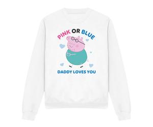 (XXL, White) Peppa Pig Unisex Adult Pink Or Blue Daddy Pig Loves You Sweatshirt