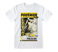 (XXL, White) Pokemon Unisex Adult Pikachu Katakana T-Shirt