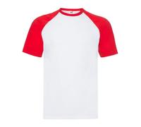 (XXL, white,red) Fruit Of The Loom Unisex Adult Contrast Baseball T-shirt