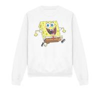 (XXL, White) SpongeBob SquarePants Unisex Adult Happy Running Sweatshirt