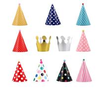 XXLKVSK 11Pcs Party Hats Birthday Party Hats Cone Birthday Hats with Pom Poms Lovely Crown for Girls Boys Adults Party Decorations