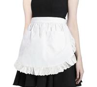 XXLKVSK 1Pcs Half White Apron Short Women's Waist Apron with 2 Pockets Waitress Servant Costume Apron for Kitchen Cooking Restaurant Coffee Shop Bistro aprons for women