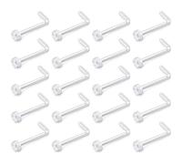 XXLKVSK 20Pcs 20g 0.8mm L-Shaped Nose Stud Clear Nose Bar Ring Jewelry Keeper Rings Small Flexible L Shape Bend Piercing