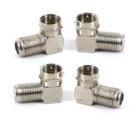 XXLKVSK 4Pcs Coaxial Connector, TV Aerial Male Coax Plug to F Socket, 90 Degree Right Angle Angled Adaptor for Wall Mounted TV, Set Top Box Faceplate (Sliver)
