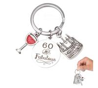 XXLKVSK 60th Birthday Keyring 60th Birthday Key Chain Keychain Gifts Presents Personalized Key Ring Creative Birthday Presents for Women Men Birthday Christmas Anniversary