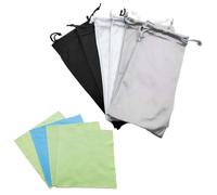 XXLKVSK 6Pcs Soft Sunglasses Pouch with 4Pcs Microfiber Cleaning Cloths 7.08 x 3.54 inch Drawstring Glasses Pouch Sunglasses Case Pouch Eyeglass Pouch for Men Women