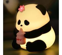 XXMANX Cute Panda Night Light,3 Level Dimmable LED Squishy Night Lamp, Nursery Nightlight for Room Decor, Cute Gifts Stuff for Boys Girls Baby Children (Flower Panda)