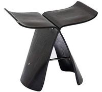 XXND Solid Wood Foot Stool,Japanese Style Low Stool,Bent Wood Craft Style Butterfly Stool,Change Shoes Stool Zen Meditation Bench for Bedroom Living Room,black