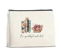 Xxoace Book Lover Gifts Makeup Bag for Women, Bookish Gifts for Bookworms Readers, It's a Good Day to Read a Book Cosmetic Zipper Pouch