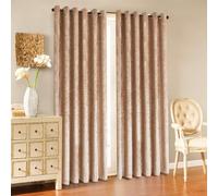 XXR LUXURY CRUSHED VELVET CURTAINS LINED EYELET RING TOP UK SIZES (Champagne, 46x72'')