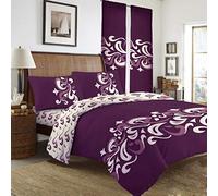 XXR New Duvet Set Quilt Cover Fitted Sheet Pillow Cases or Matching Curtains (Chelsea Purple, Single)