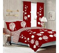 XXR New Duvet Set Quilt Cover Fitted Sheet Pillow Cases or Matching Curtains (Love In Sleep Red, Single)