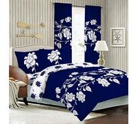 XXR New Duvet Set Quilt Cover Fitted Sheet Pillow Cases or Matching Curtains (Richmond Blue, Single)
