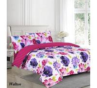 XXR New Duvet Set Quilt Cover Fitted Sheet Pillow Cases or Matching Curtains (Walton, Double)