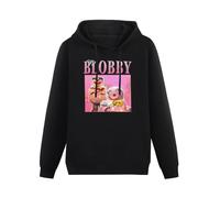 XXRR FASHION Men Long Sleeve Printed Hoodies Mr Blobby Hoody Sweatershirt Black M