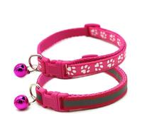 XXS Dog Collar with Bell, 2 Pack Simple and Reflective Cat Collar with Bell for XXS XS Small Pet Boys Small Kitten Girls Animal Hot Pink Neck Girth: