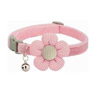 XXS Dog Collar with Bell,Cat Collar with Bells Suede Girl Cute Fancy Puppy Collar for XXS XS Tiny Little Kitten Pet Female Dogs,Neck 8-12 Inch Pink Flower