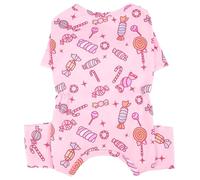 XXS Dog Pajamas - Long Sleeve 4-Leg Puppy Onesie | Soft & Stretchy for All-Day Comfort,Cute Printed Outfit for Sleep Keep Warm,Chihuahua Clothes,Pink