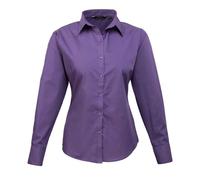 (XXS, Purple) Premier Womens/Ladies Poplin Long-Sleeved Blouse