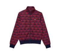 Lacoste Mens Robert George Motif Jacquard Full Zip Sweatshirt - Red/Black Print - XXS - Red/Black Print - 78% Polyester/22% Cotton