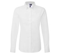 (XXS, White) Premier Womens/Ladies Supreme Oxford Long-Sleeved Formal Shirt