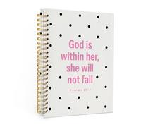 Xxseos God is Within Her She Will Not Fall Polka Dot Journal Notebook A5 | Pink Christian Notebook for Women Teen Girls, Psaims 46:5 Motivational Prayer Aesthetic Journal Notebook Office Supplies