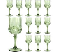 XXUE Plastic Wine Glasses Reusable | Vintage Goblets 207ml - Suitable for Wedding Receptions, Grand Events, Picnics & Disposable Party Supplies (12, Sage Green)