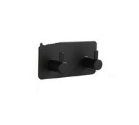 XXWTAWOYH Stainless Steel 3M Self-Adhesive Hook, Wall Door Hook, Robe Clothes Hanger(Black 2 Hook)
