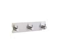 XXWTAWOYH Stainless Steel 3M Self-Adhesive Hook, Wall Door Hook, Robe Clothes Hanger(Silvery 3 Hook)