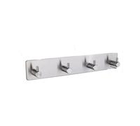 XXWTAWOYH Stainless Steel 3M Self-Adhesive Hook, Wall Door Hook, Robe Clothes Hanger(Silvery 4 Hook)