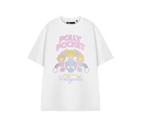 Polly Pocket Women's Classic Cartoon T-Shirt in White | Pollyville Theme Graphic Tee | Crew Neck Short Sleeve Top Characters Apparel | Plain Style Casual Wear | Pull On Tee