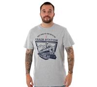 Yellowstone Men's Short-Sleeve T-Shirt |Dutton Ranch Official Merchandise of The US TV Show | Train Station Stylish and Comfortable Grey Marl Tee for Men
