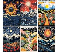 XXXCHENGJIA 6 Pack Abstract Landscape Diamond Painting Kits,DIY 5D Diamond Art Painting Kits,Crystal Gem Art Painting Kits for Adults Home Wall Decor 12x16inch