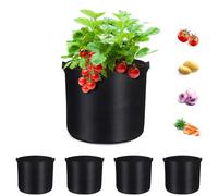 XXXFLOWER 5 Pack 10 Gallon Grow Bags for Vegetables, Non-Woven Fabric Potato Grow Bags Pots with Handles for Vegetables, Potatos, Tomatoes, Strawberry, Flowers and Fruits, Black