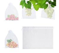 XXXFLOWER Fruit Protection Netting Bags with Drawstring,20x30cm Garden Netting Mesh Cover Organza Bags Insects Mosquito Barrier Net Strawberry Cherry Grape Bird Protection Bags 20Pcs(White)