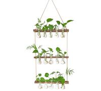 XXXFLOWER Wall Hanging Propagation Station 5 Bulb Vase 3 Tiers Brown