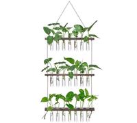 XXXFLOWER Wall Hanging Propagation Station with Wooden Stand 21 Glass Test Tubes 3 Tiered Planters Wall Terrarium for Home Office Plant Hanger Flower Vases Wall Decor Hydroponic Cuttings