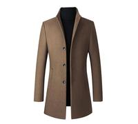 xxxiticat Men's Winter Stand-Up Collar Wool Trench Coat Single Breasted Slim Fit Business Jacket Stylish Coat Windbreaker with Pocket
