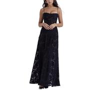 xxxiticat Women's Summer Boho Cowl Neck Floral Cocktail Party Maxi Dresses High Waist Ruffle Beach Sundress, black, L