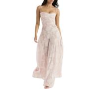 xxxiticat Women's Summer Boho Cowl Neck Floral Cocktail Party Maxi Dresses High Waist Ruffle Beach Sundress, lightpink, M