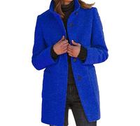 xxxiticat Women's Wool Blend Coat Single Breasted Warm Stand Collar Long Blazer Trench Coat with Pockets S-3XL, sapphire blue, 3XL