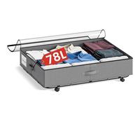 XXXL 78L Under Bed Storage with Silent Wheels, Rolling Storage Containers with Clear Lid & Label, Heavy-Duty Metal Frame, Easy Pull-out, Underbed Storage Bins for Clothes, Shoes, Blankets, and Toys