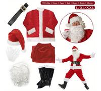 (XXXL) 7PCS, Santa Claus Costumes Adult Christmas Costumes
