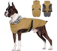 XXXL Dog Coat, Waterproof Jackets Extra Large Dog German Shepherd Coat Waterproof Snow Jacket Giant Breed Keeps pets Warm and Dry in Cold, Wet Weather(Coffee, 3XL)