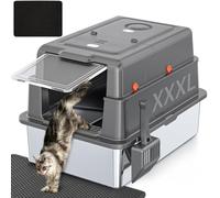 XXXL Extra Large Stainless Steel Litter Box with Lid, 28" L x 20.5" W x 17" H Covered Stainless Steel Litter Box, Suitable for Large Cats and Multiple Cats, Non-Sticky, Anti-Leakage, Easy to Clean