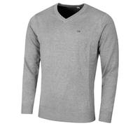 (XXXL, Grey Marl) Calvin Klein Mens 2026 V-Neck Soft Cotton Easy Care Golf Sweater