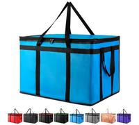 XXXL Insulated Food Delivery Bag - Reusable Thermal Cooler Grocery Bags for Doordash Catering, Pizza Carrier, Events, Keeps Cold/Hot Food Frozen or Warmer for Travel/Shopping, Commercial (Blue, 1PK)